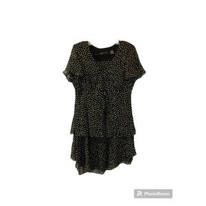DANA BUCHMAN Black & Green Polka Dot Silk (2) Piece Set Skirt-10 /Top-12